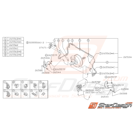 Schéma de conduites de frein avant pour Subaru Impreza GT 1997-2000