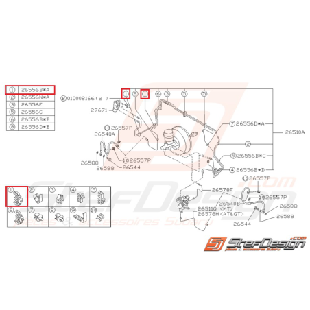 Agrafe de durite rigide de frein avant SUBARU GT 93-00