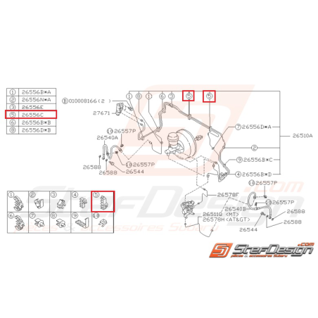 Agrafe de fixation de canalisation de frein avant SUBARU GT 93-00