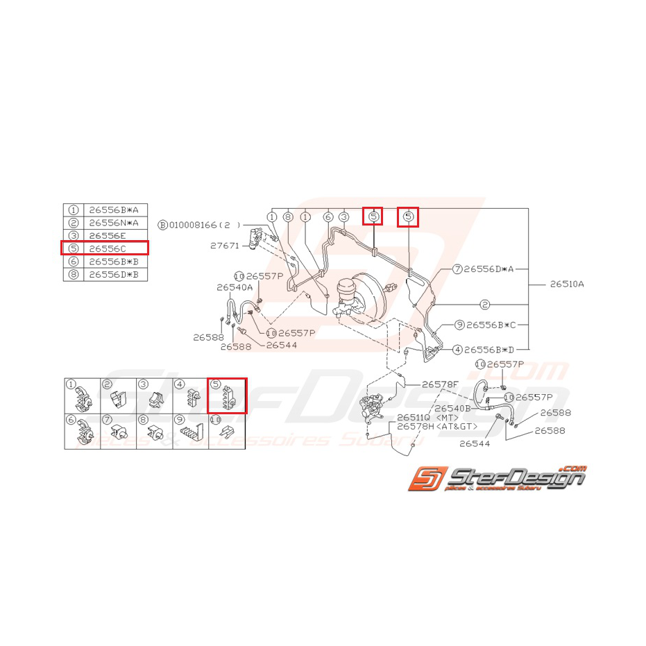 Agrafe de fixation de canalisation de frein avant SUBARU GT 93-00