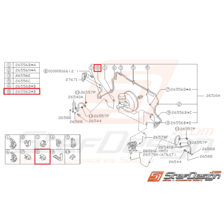 Agrafe de fixation de durite de frein avant SUBARU GT 93-00