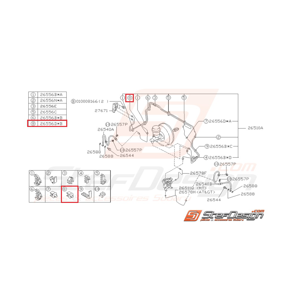Agrafe de fixation de durite de frein avant SUBARU GT 93-00 Agrafe de fixation de durite de frein avant SUBARU GT 93-00