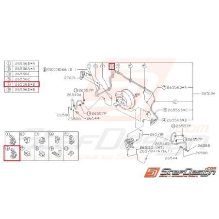 Agrafe de durite rigide de frein avant SUBARU GT 93-00