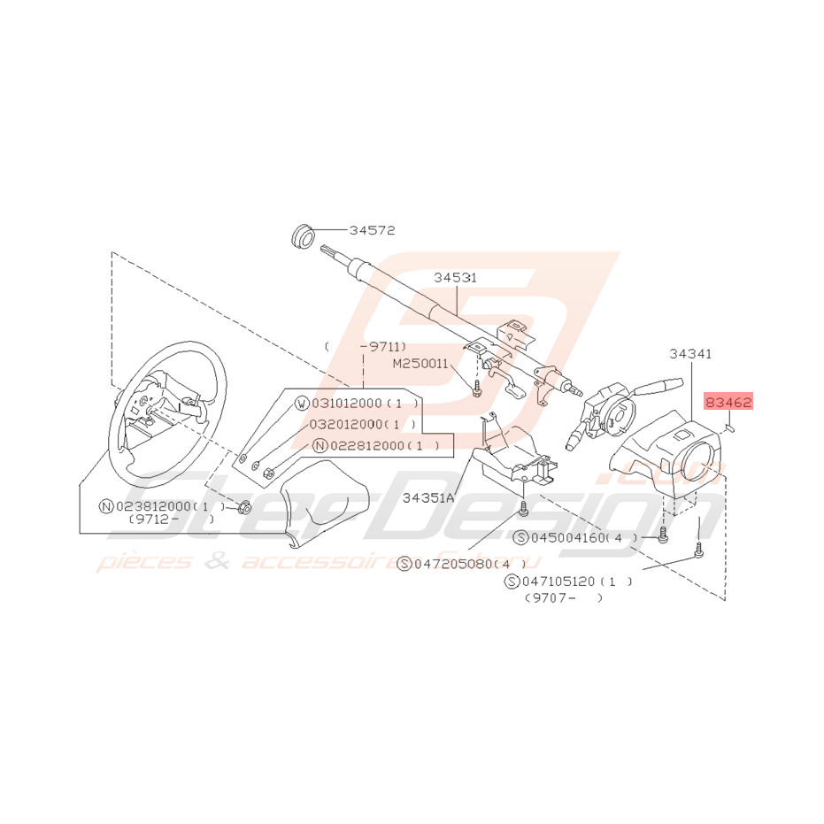 Etiquette de Couvercle de Volant Origine Subaru GT 1993 - 2000