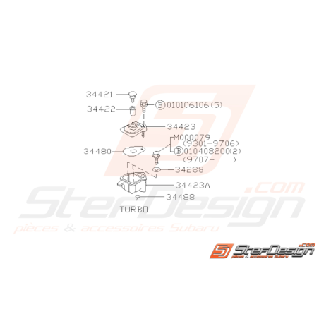 Schéma bocal liquide de direction assistée Subaru GT 93-96