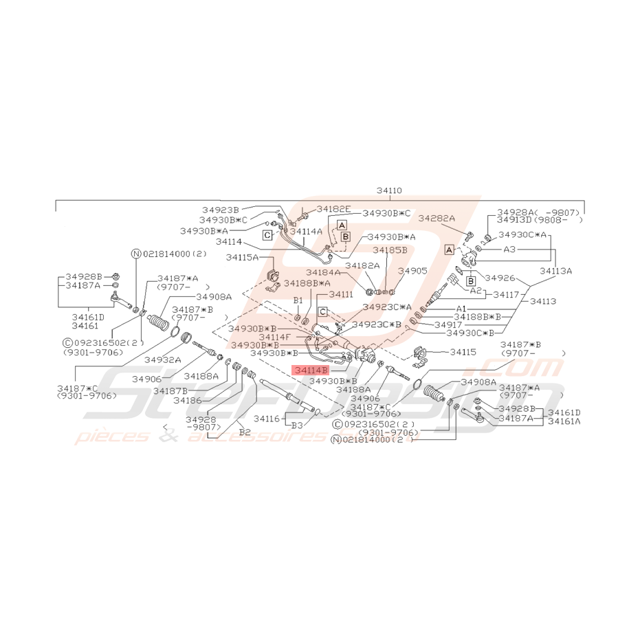 Tuyau Droit de Crémaillère Origine Subaru Impreza GT 1998 - 2000