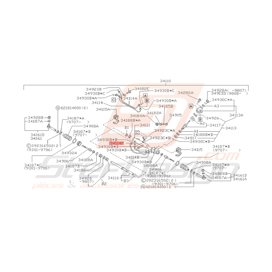 Tuyau Long Crémaillère Origine Subaru Impreza GT 1998 - 2000