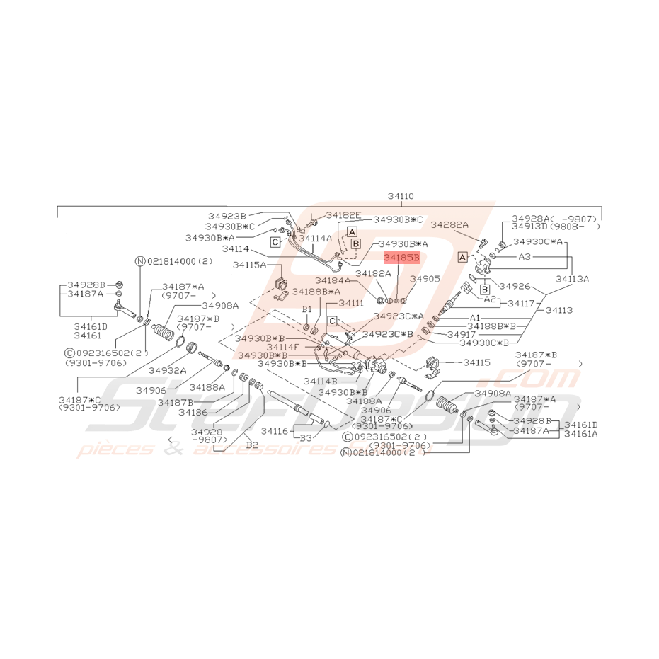 Ressort d'Ajustement Crémaillère Origine Subaru GT 1997 - 2000