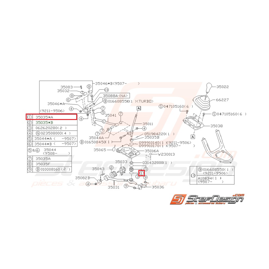 Manchon support levier de vitesse STI 01-07 Manchon support levier de vitesse STI 01-07