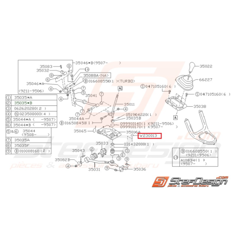 Passe fil boite levier de vitesse WRX 06-07