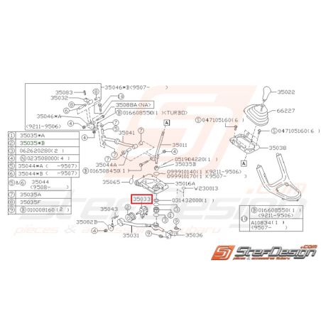 Support de boite de levier boite 5 WRX 01-11