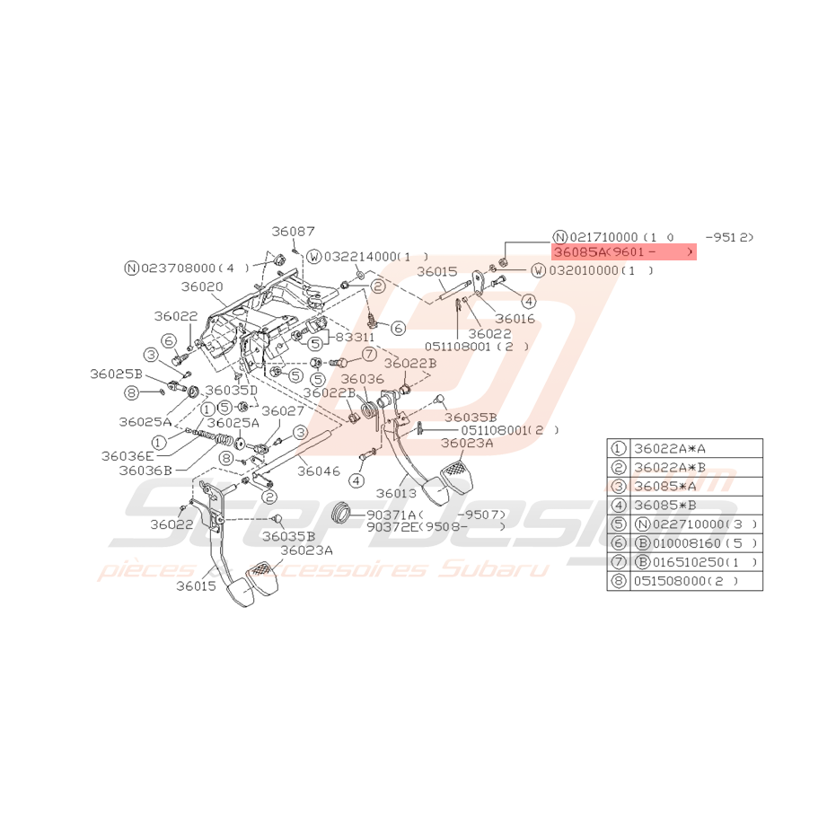 Broche de Ressort Origine Subaru Impreza GT 1996 - 1997