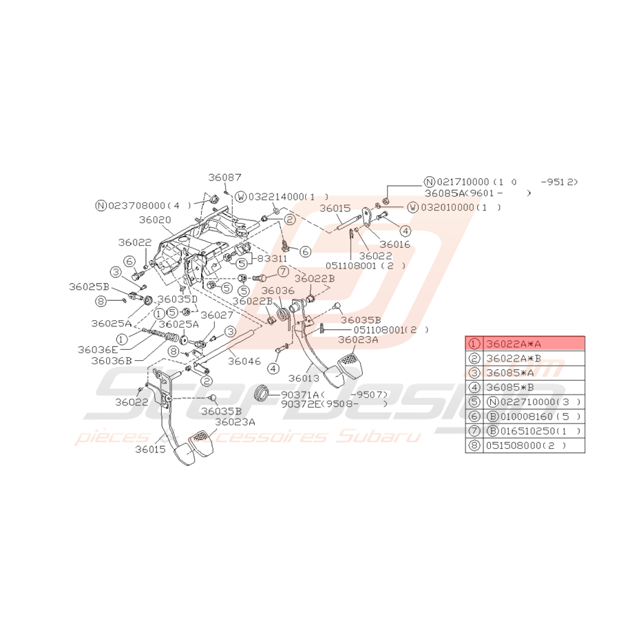 Manchon Pédale Accélérateur Origine Subaru 1993 - 1997