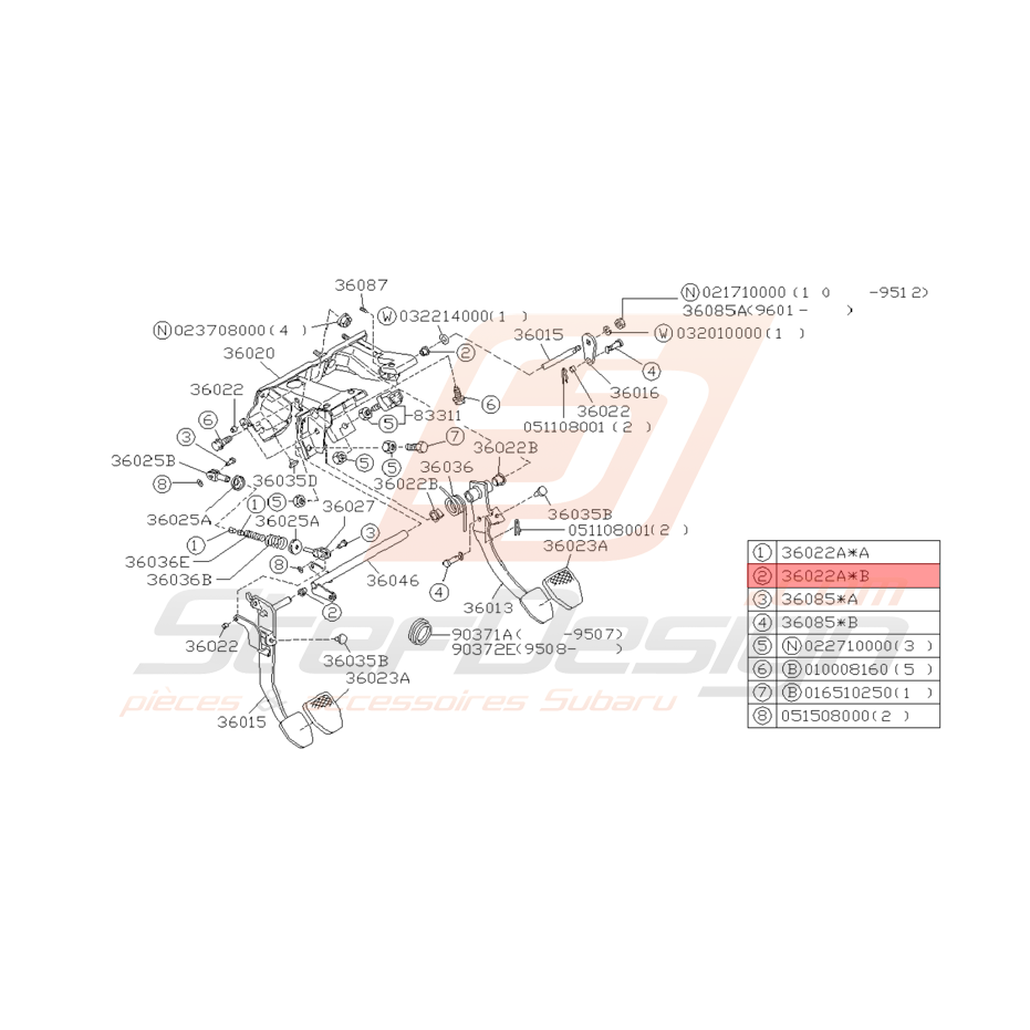 Manchon Pédale Accélérateur Origine Subaru GT 1993 - 1997