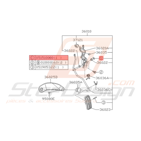 Agrafe Pédale d'Accélérateur Origine Subaru Impreza GT 1993 - 1997