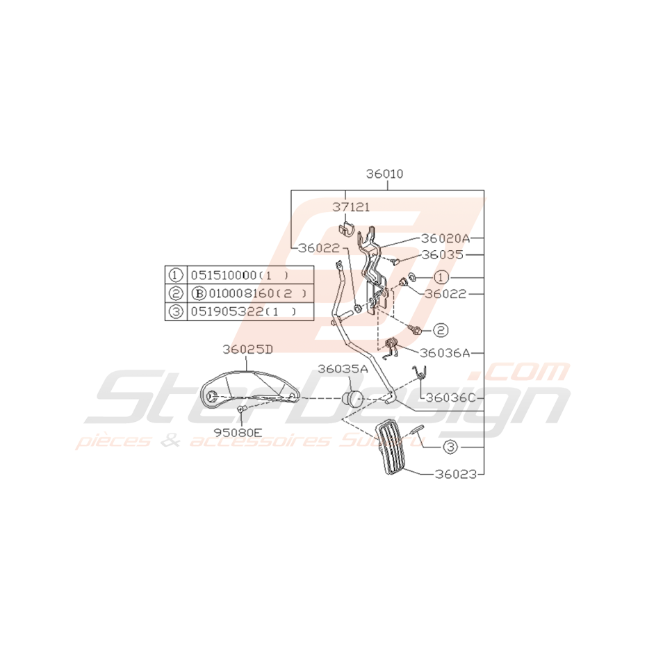 Schéma Système de pédale d'Accélération Origine Subaru GT 93 - 97 Schéma Système de pédale d'Accélération Origine Subaru GT 93 - 97