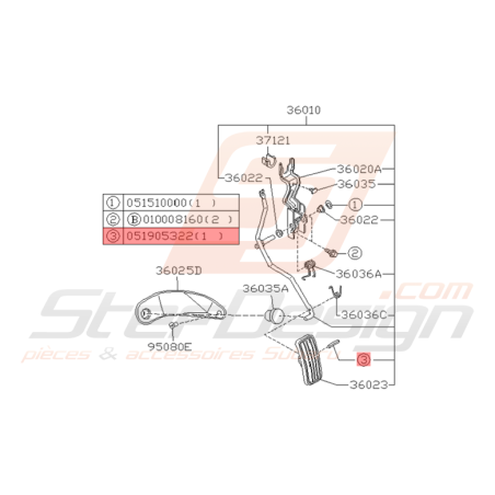 Broche de Ressort Origine Subaru Impreza GT 1993 - 1997