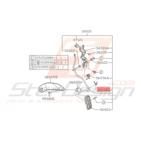 Ressort Pédale Accélérateur Origine Subaru Impreza GT 1993 - 1997
