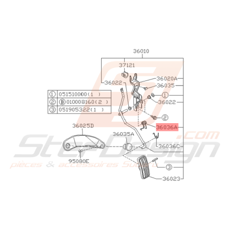 Ressort d'Assistance Pédale d'Accélération Origine Subaru GT 93 - 97