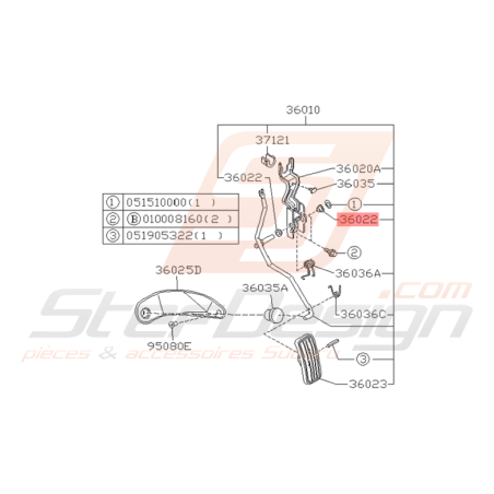 Manchon Pédale d'Accélérateur Origine Subaru GT 1993 - 1997