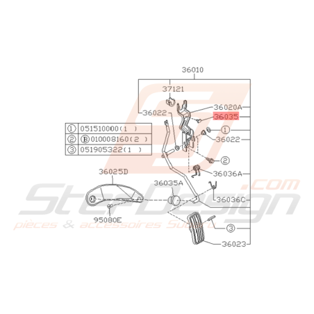 Butée de Pédale d'Accélération Origine Subaru GT 1993 - 1997
