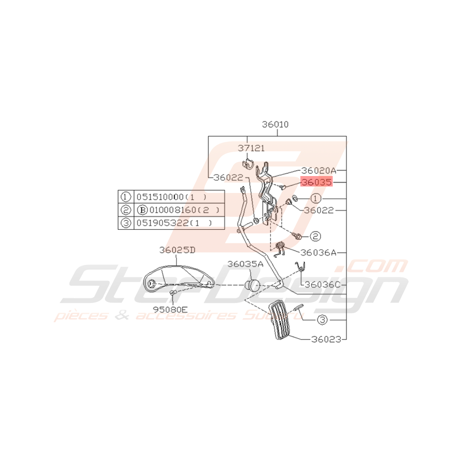 Butée de Pédale d'Accélération Origine Subaru GT 1993 - 1997