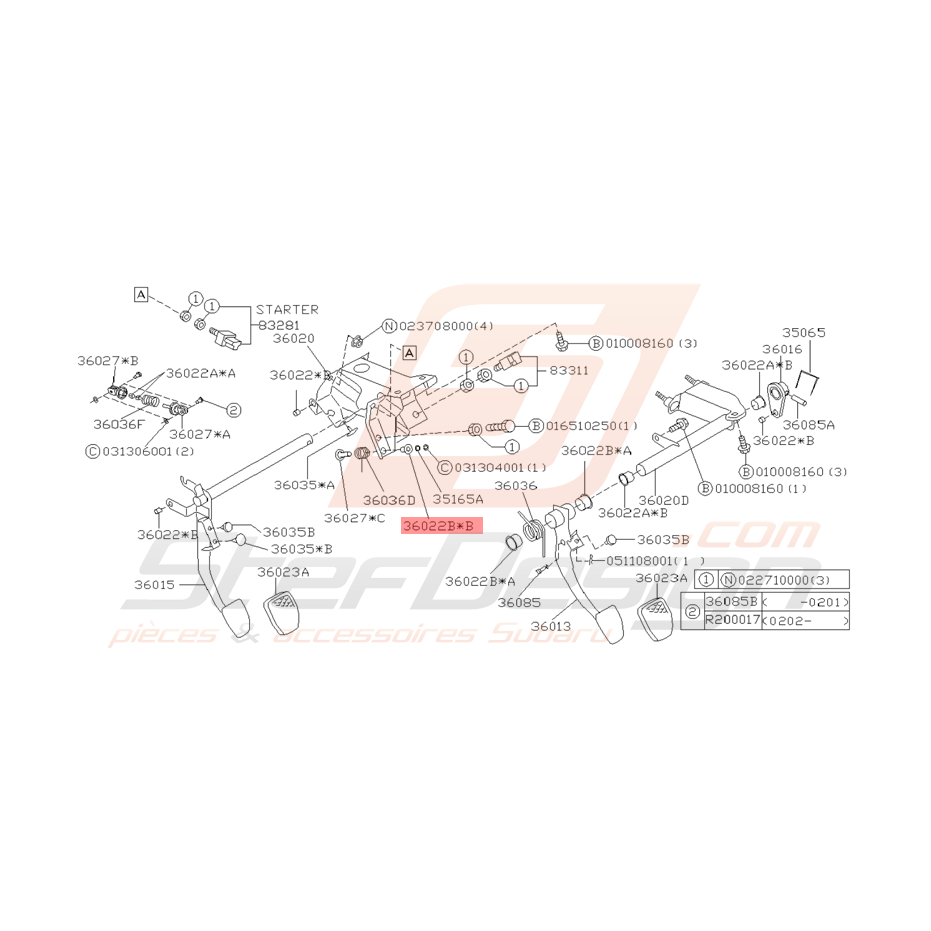 Manchon Pédale de Frein Origine Subaru GT 1998 - 2000 Manchon Pédale de Frein Origine Subaru GT 1998 - 2000