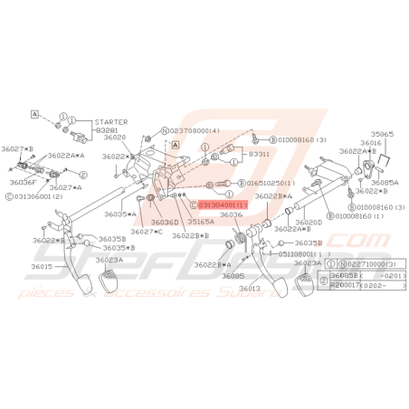 Agrafe Pédale Origine Subaru Impreza GT 1998 - 2000