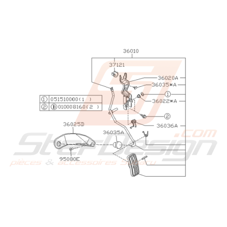 Schéma Pédale d'Accélération Origine Subaru GT 1998 - 2000