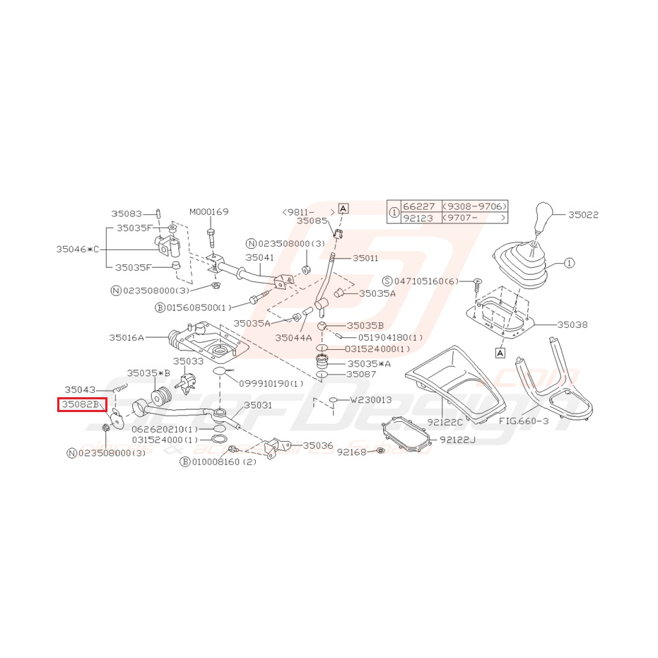 Rondelle boite de levier de vitesse WRX 01-07