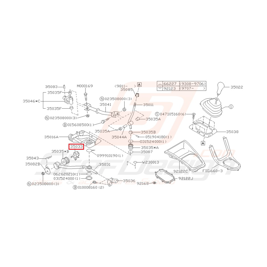 Support de boite de levier boite 5 WRX 01-11