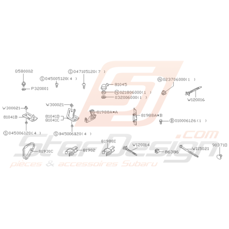 Schéma Quincaillerie Faisceau Electrique Origine Subaru GT 93 - 00