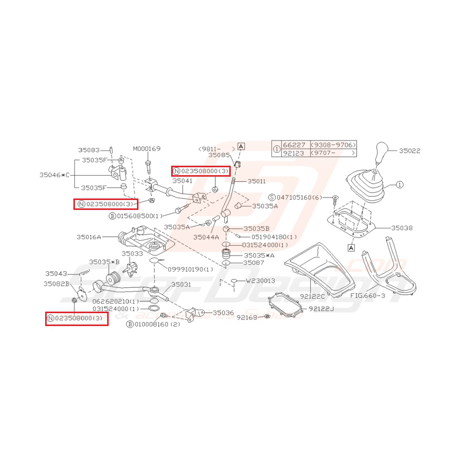 Écrou boite de vitesse et de support de pont GT 97-00 WRX/STI 01-07