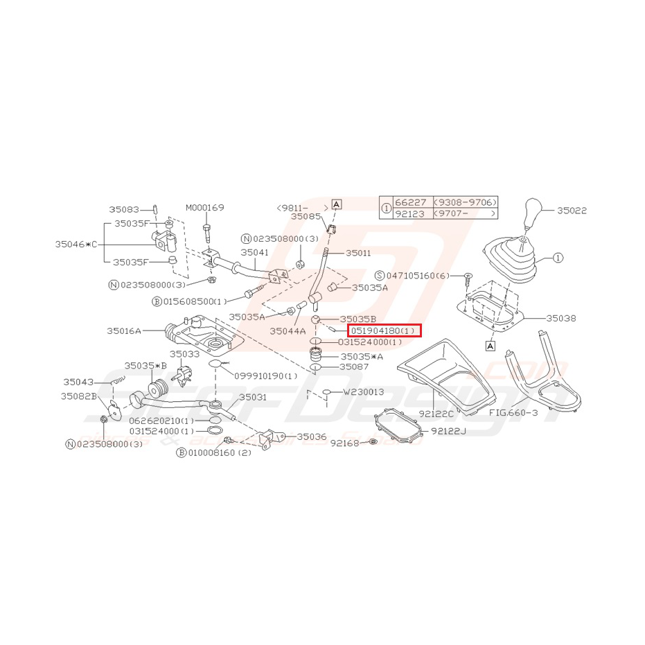 Broche blocage ressort levier de vitesse WRX 01-07