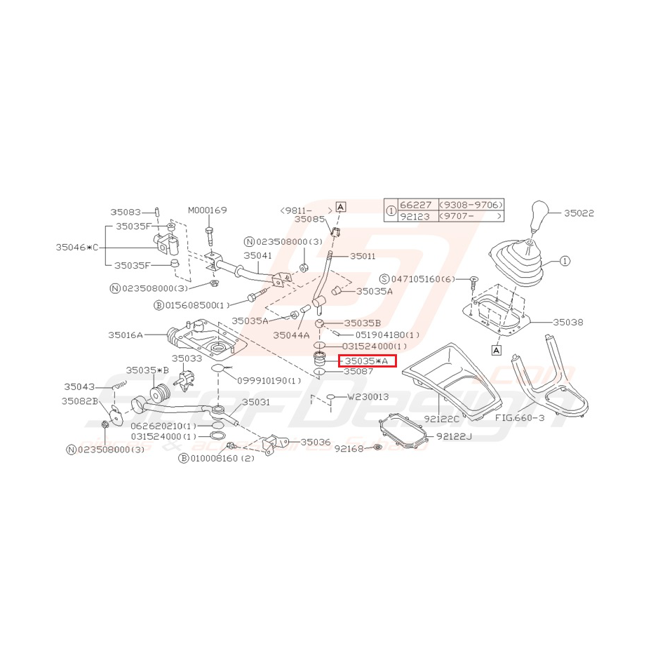 Silent bloc support levier de vitesse WRX 01-07