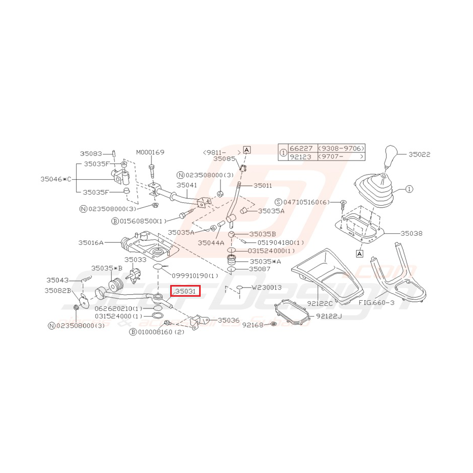 Tirant de levier de vitesse WRX 06-07