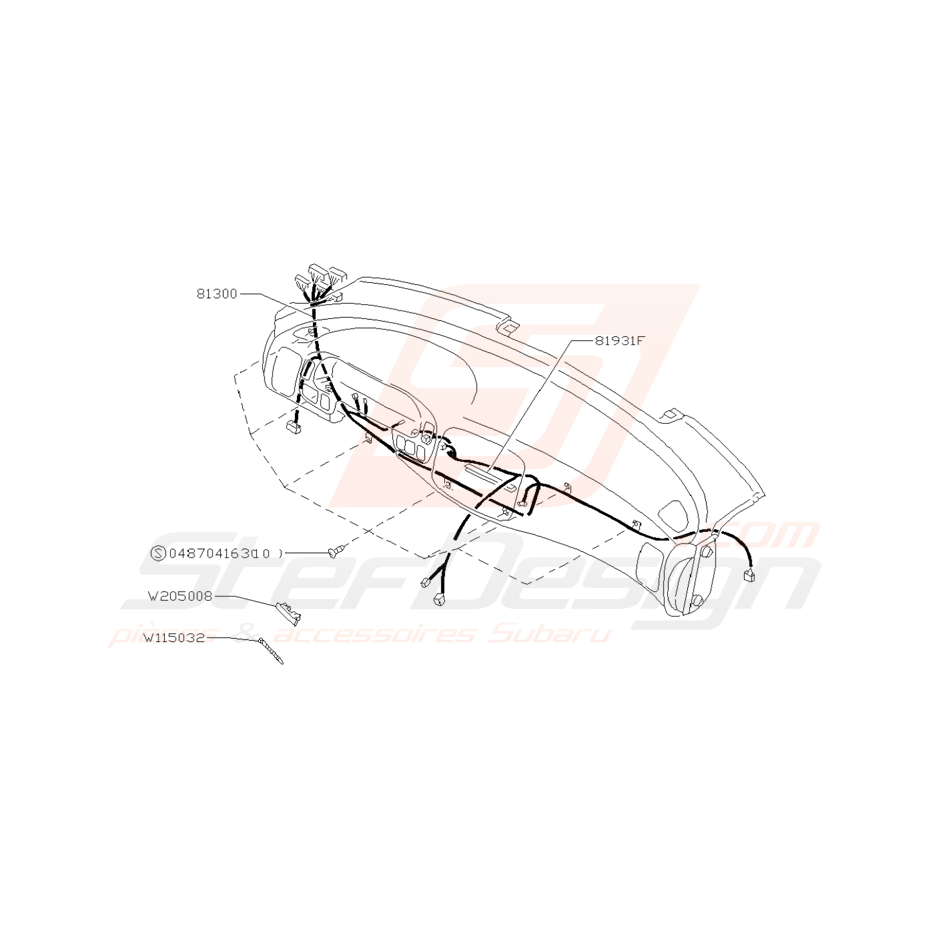 Schéma de faisceaux électrique du tableau de bord Subaru Impreza GT 1993-2000 (plus fabriqué)
