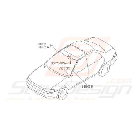 Schéma du faisceau électrique du toit Subaru Impreza GT 1993-2000 (plus fabriqué)