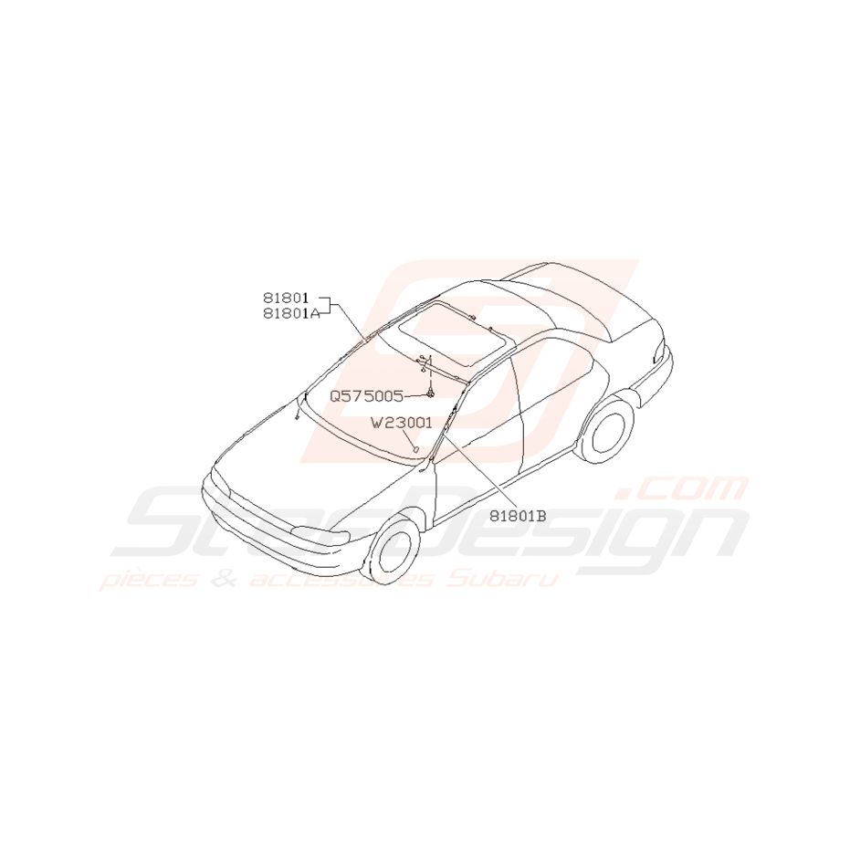 Schéma du faisceau électrique du toit Subaru Impreza GT 1993-2000 (plus fabriqué)
