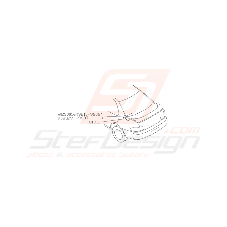Schéma du faisceau électrique arrière Subaru Impreza GT 1993-2000