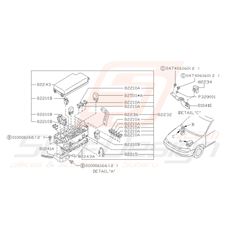 Schéma de boîte à fusibles Subaru Impreza GT 1993-1997