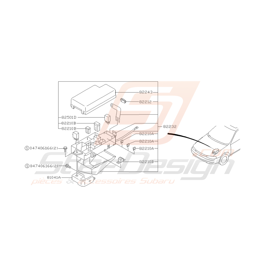 Schéma de Boite à Fusibles Principale Origine Subaru GT 98 - 00 Schéma de Boite à Fusibles Principale Origine Subaru GT 98 - 00