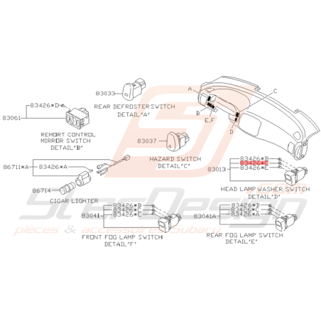 Ampoule Bouton Habitacle Origine Subaru GT 1993 - 1997