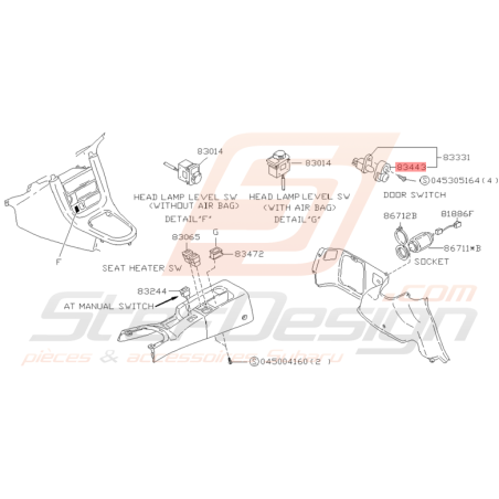 Soufflet de Contacteur de Porte Origine Subaru GT 1993 - 1997