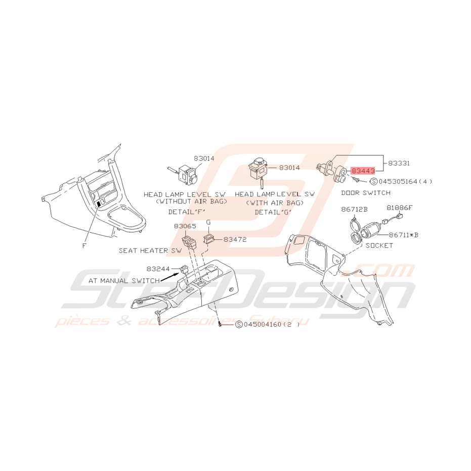 Soufflet de Contacteur de Porte Origine Subaru GT 1993 - 1997