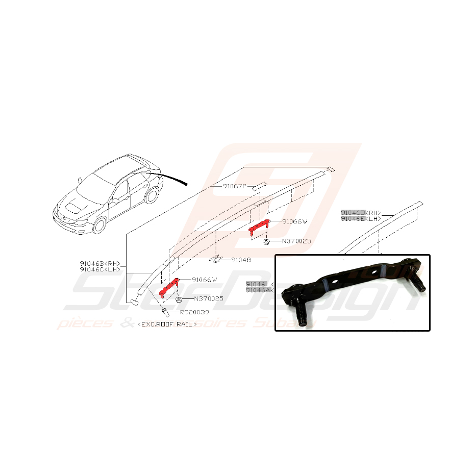 Support de baguette de toit pour subaru 2.0 R 150CV Support de baguette de toit pour subaru 2.0 R 150CV