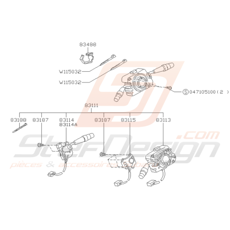 Schéma Commodo sans Air Bag Origine Subaru GT 1993 - 1997