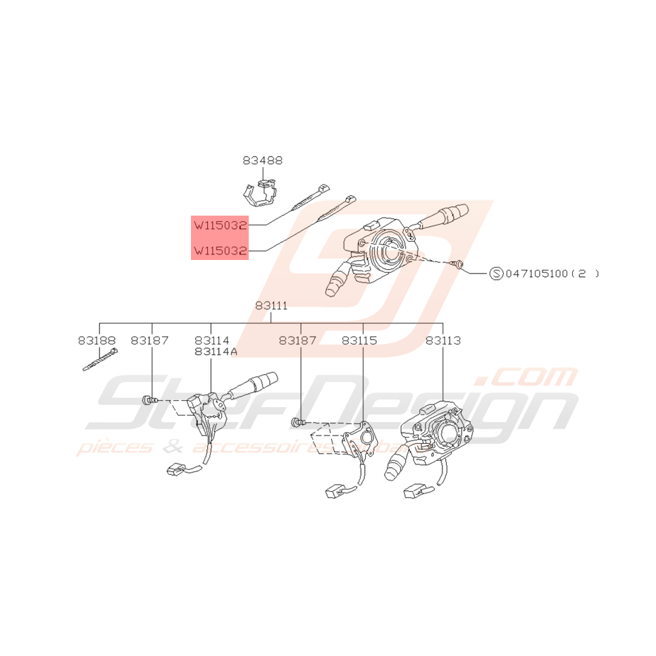 Agrafe de Commodo Origine Subaru Impreza GT 1993 - 1997