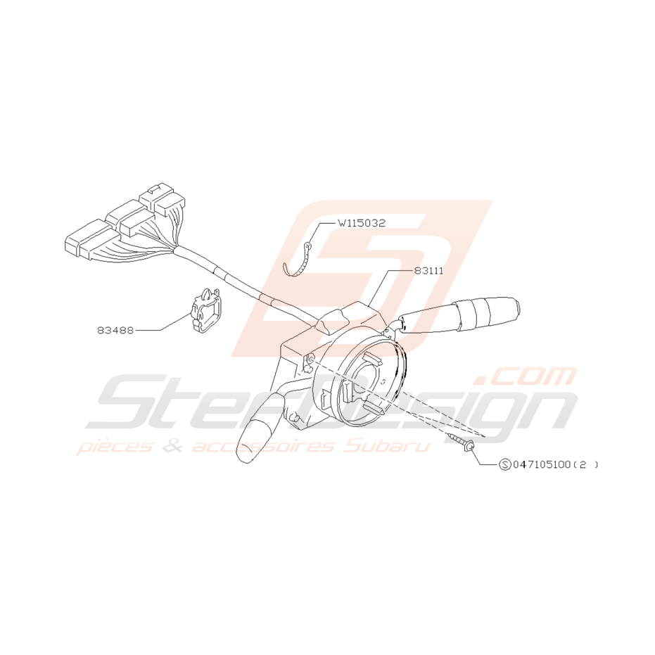 Schéma Commodo avec Airbag Origine Subaru GT 1993 - 1997