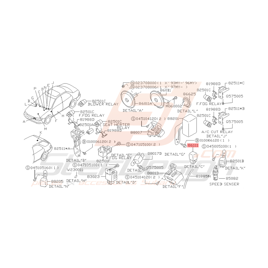 Unité de Clignotant et Feu de Détresse Origine Subaru GT 93 - 97 Unité de Clignotant et Feu de Détresse Origine Subaru GT 93 - 97